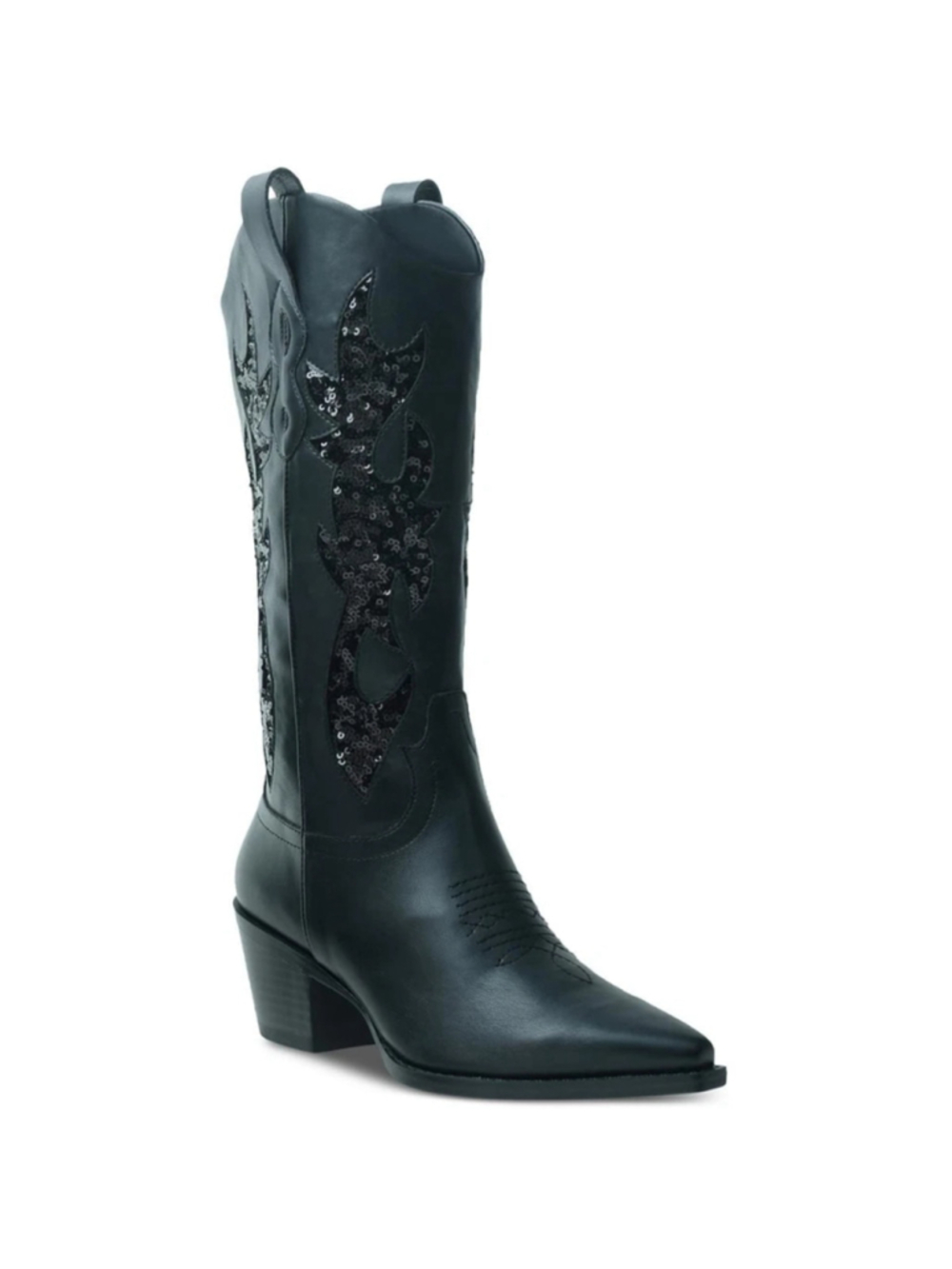 Wild Pair Women's Size 9 Black Cowboy Boots w/ Sequin Sparkle Details NIB